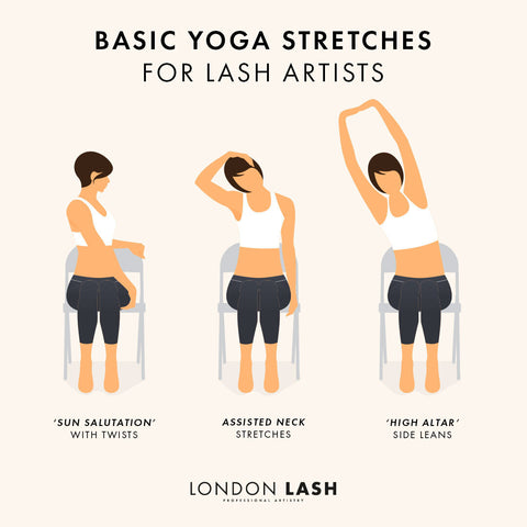 Basic yoga stretches for Lash Technicians using a lash chair