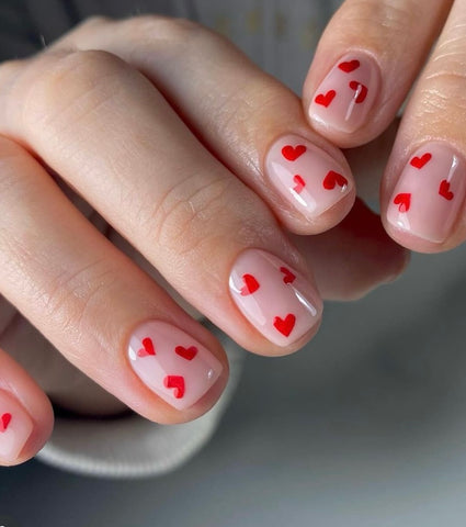 Love heart nails for valentines nails