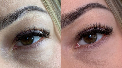 Close-up of Russian eyelash extensions