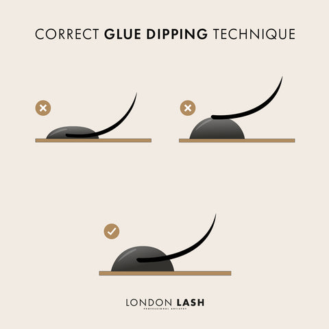 The correct eye lash glue dipping technique for natural lash extensions