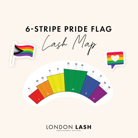 Pride flag lash extensions map for Lash Technicians