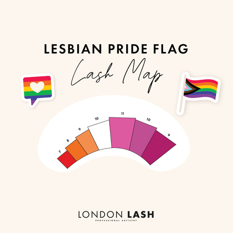 Lesbian Pride flag eyelash extension map