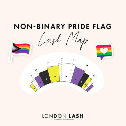 Non-Binary Pride flag individual lashes map