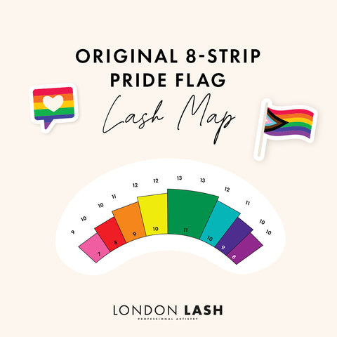 Pride flag eyelash extensions map for Lash techs