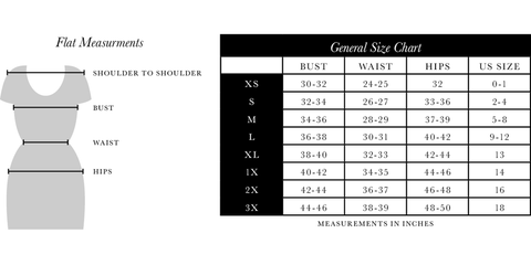 Measurement guide for all of our tops