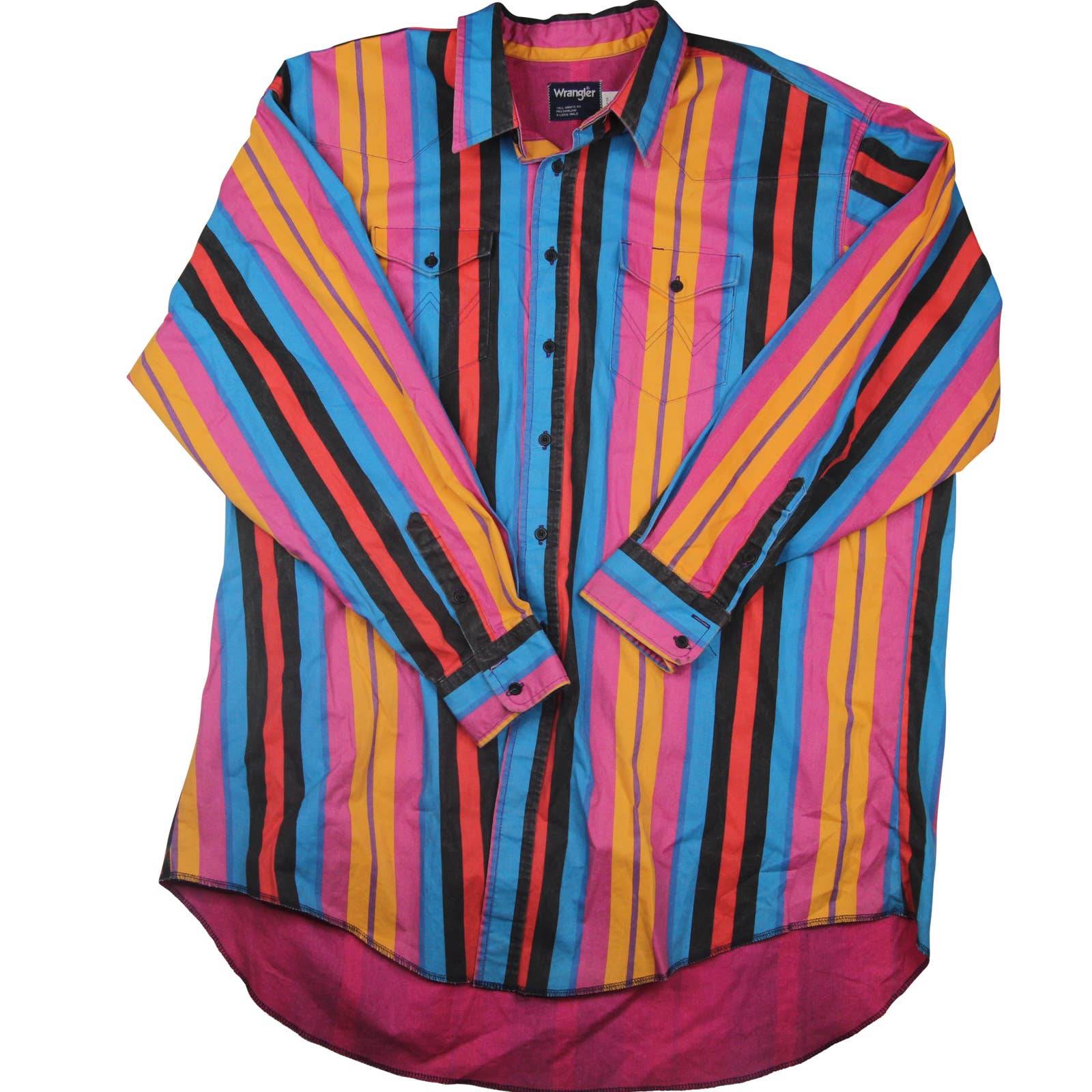 Vintage Wrangler Big & Tall Pastel Vertical Striped Western Shirt - 4X –  Jak of all Vintage