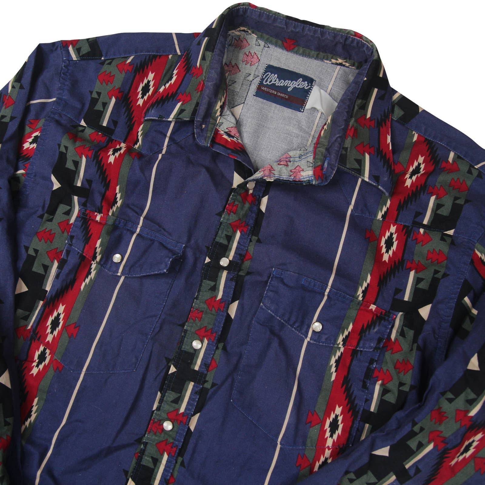 Vintage Wrangler Pearl Snap Southwestern Art Shirt - XL – Jak of all Vintage