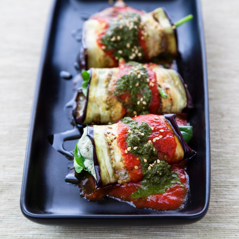 Tofu Ricotta Eggplant Roll up