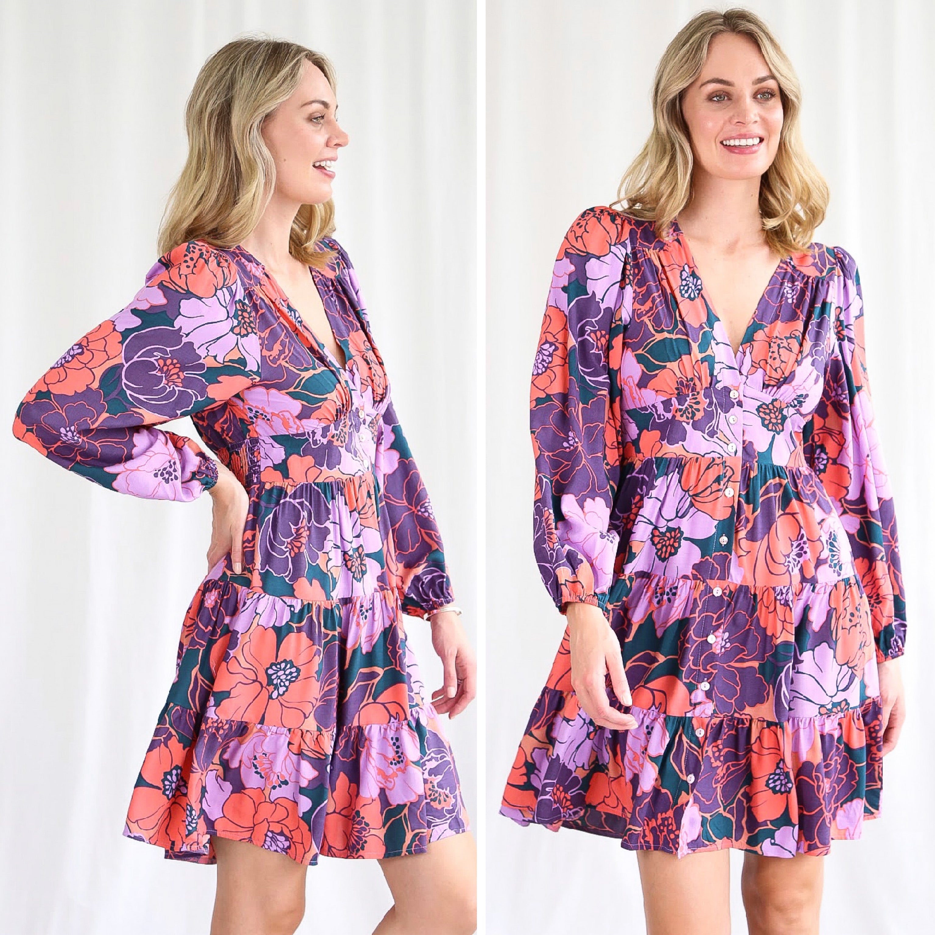 Kelly Pink/Lilac Mini Dress – Totalook Clothing Yamba