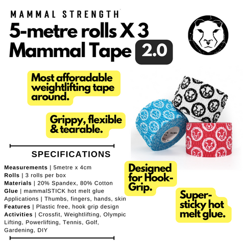 5-Metre Weightlifting Tape - Weightlifting Tape - Thumb Tape - Mammal Strength