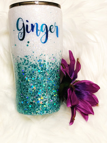 Rose Gold and White Ombre Sequin 24oz Tumbler Venti