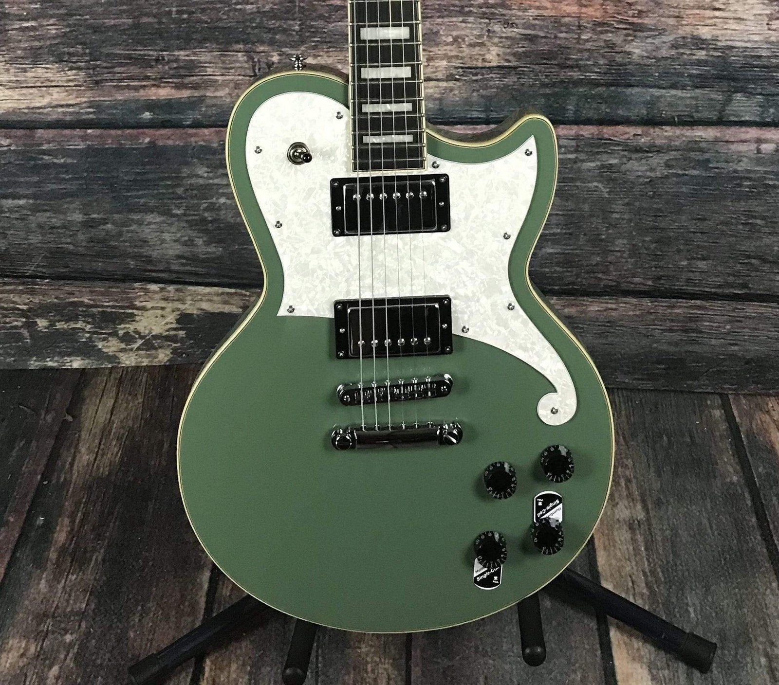 D'Angelico Premier Atlantic Solid Body Electric Guitar- Army Green