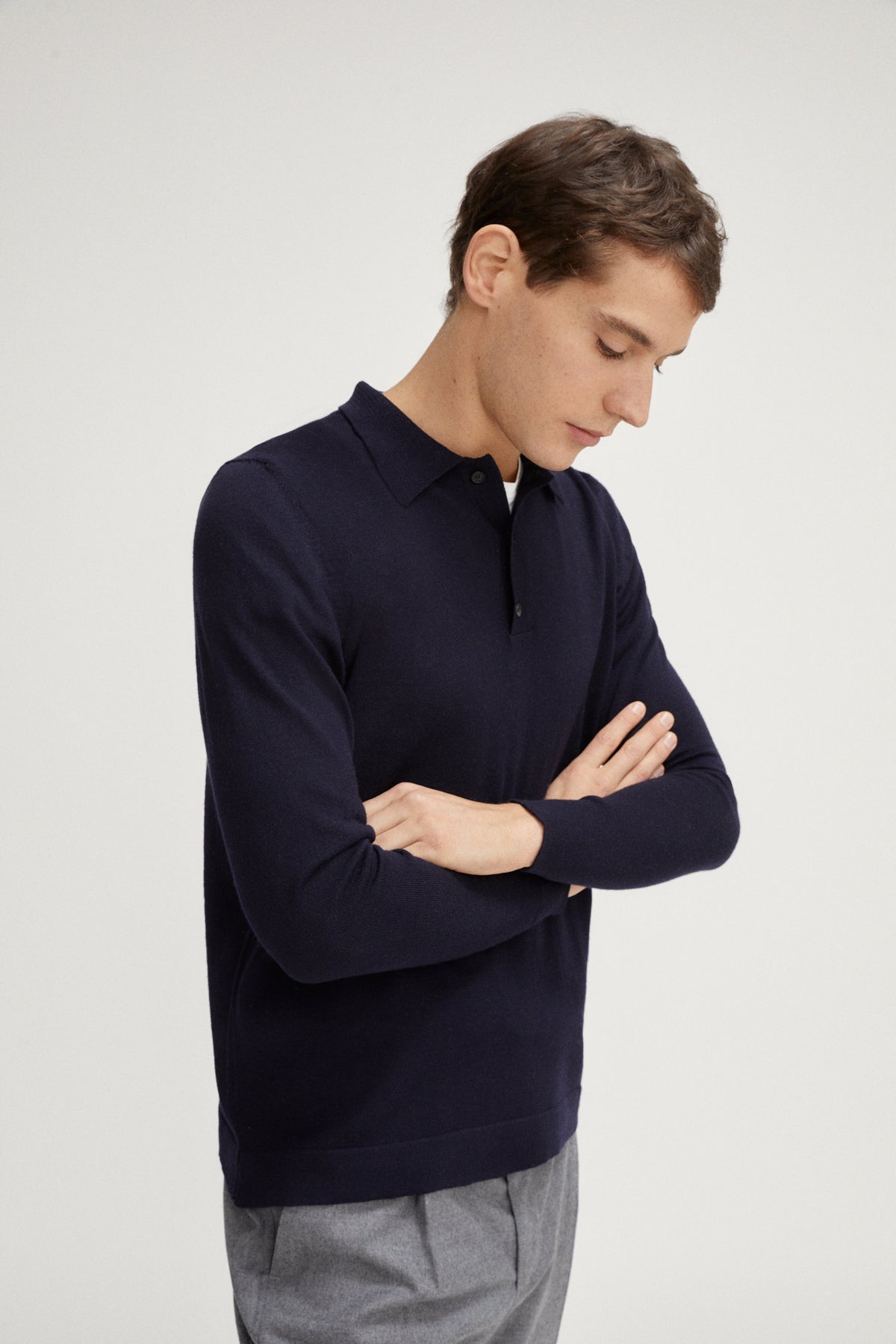 merino wool polo collar sweater