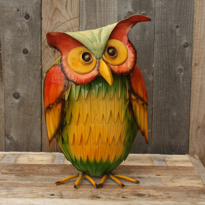 Statuette Hibou Colore Les Jardins Fleuris