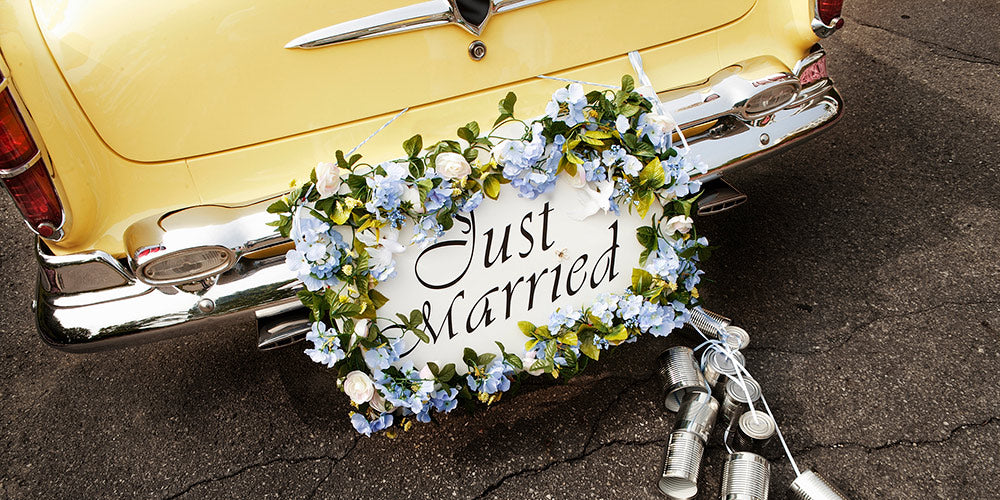 Wedding Traditions Just Married sign