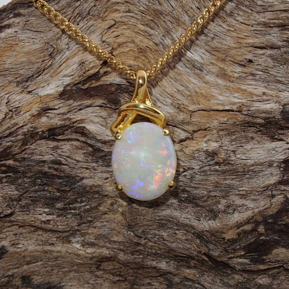 opal necklace gold