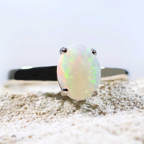 HOLOGRAM BLAST STERLING SILVER AUSTRALIAN BLACK OPAL RING