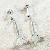 'Keira' Silver Australian Crystal Opal Earrings - Black Star Opal