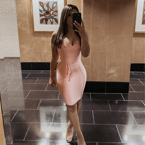 Bek Bandage Dress in Blush Pink