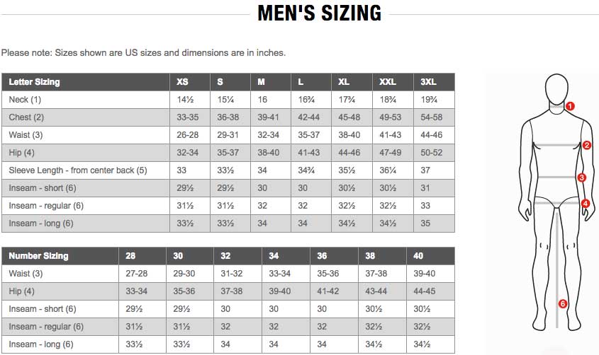 north face mens sizing