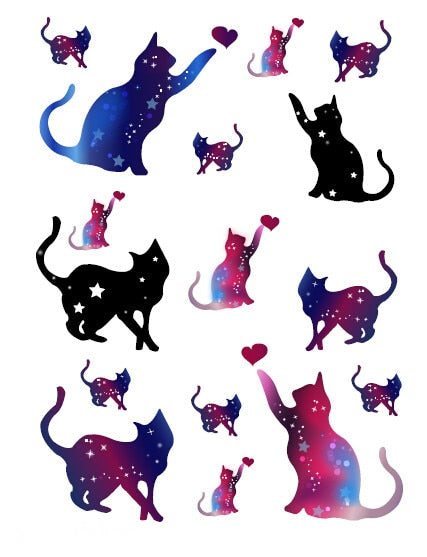 Tatouage Chat Galaxie Boutique Du Chat Noir