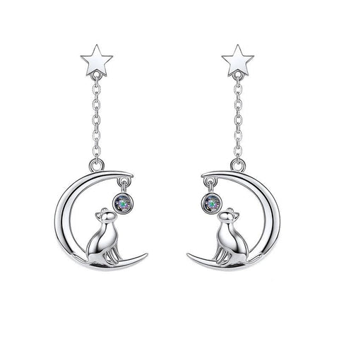 Boucles D Oreilles Chat Argent Boutique Du Chat Noir