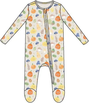Autumn Pumpkins 2-Way Zipper Footie - Aiden + Ollie
