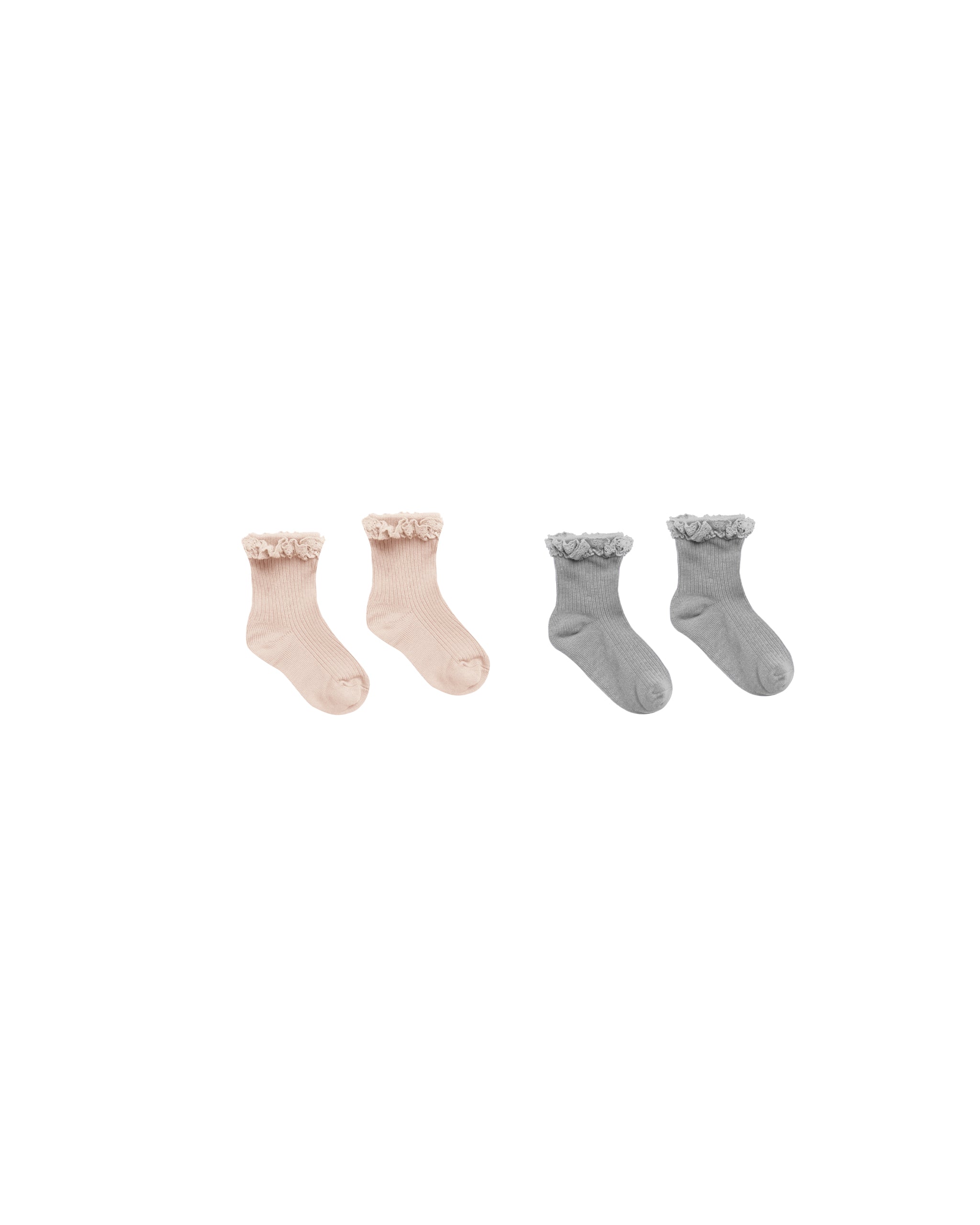 Shell, Dusty Blue Lace Trim Sock Sets