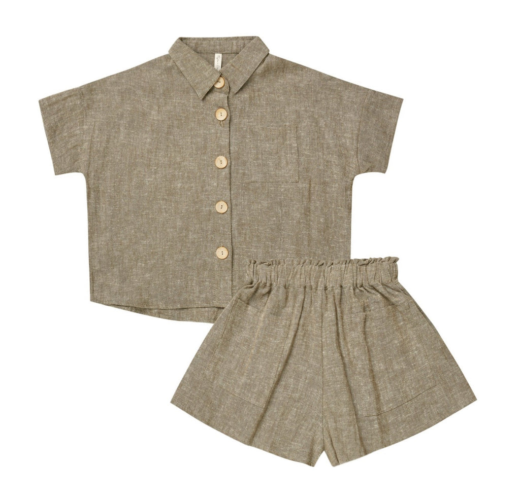 Rylee + Cru Baby to Youth Boys Olive Check S/S Shirt