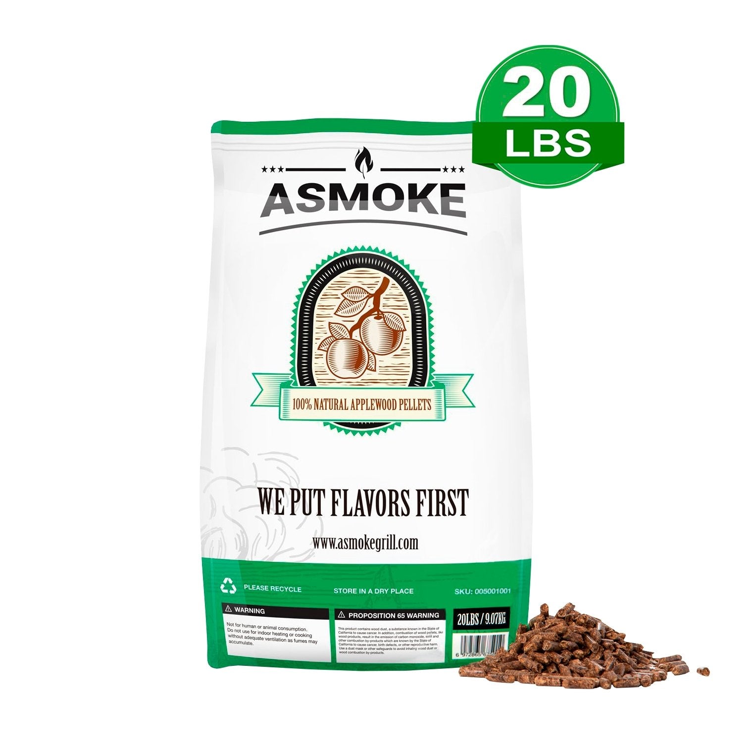 ASMOKE 100 Apple Wood Pellets ASMOKE For Outdoor BBQ & Grill