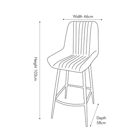 Armando Steel Grey Leather Retro Bar Stool