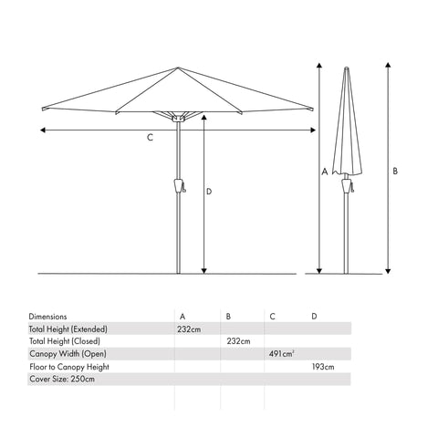 Platinum Riva Olive 2.5m Round Parasol