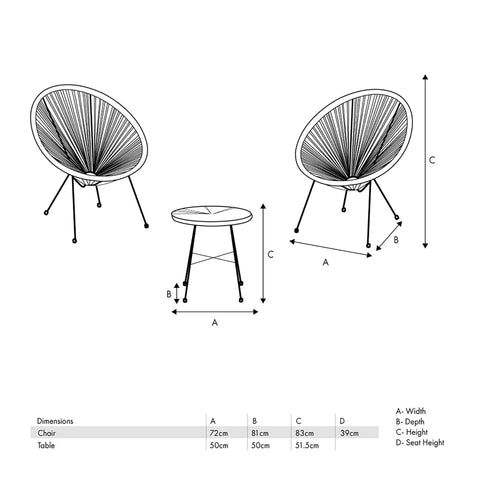 Santos Blue Outdoor Bistro Set