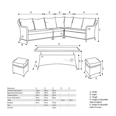 Lucia Stone Grey Corner Seating Set