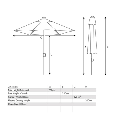 Platinum Lisboa Anthracite 3m Round Parasol