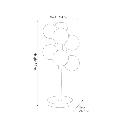 Arbus Smoke Glass Orb & Chrome Table Lamp