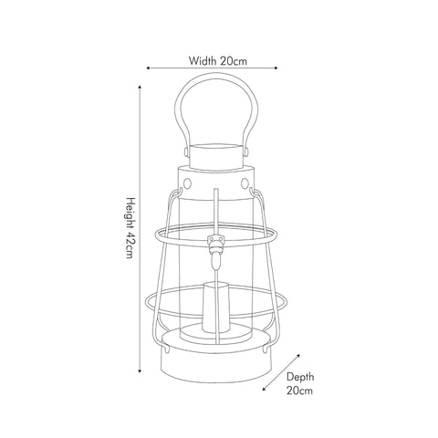 Maryport Grey Metal and Clear Glass Oil Lantern Table Lamp