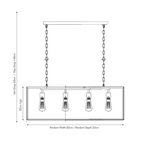 Harpenden Silver Metal & Glass Four Bulb Pendant Light