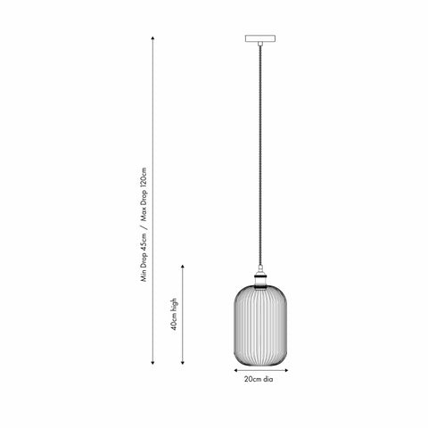 Lily Clear Ribbed Glass Tall Pendant