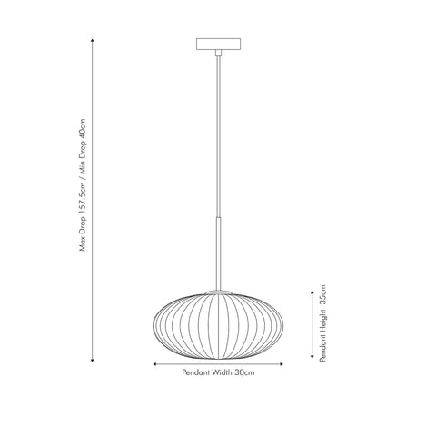 Aurelie Clear Glass and Silver Ribbed Oval Pendant