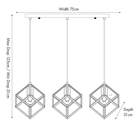 Abelli Silver Three Cube Pendant