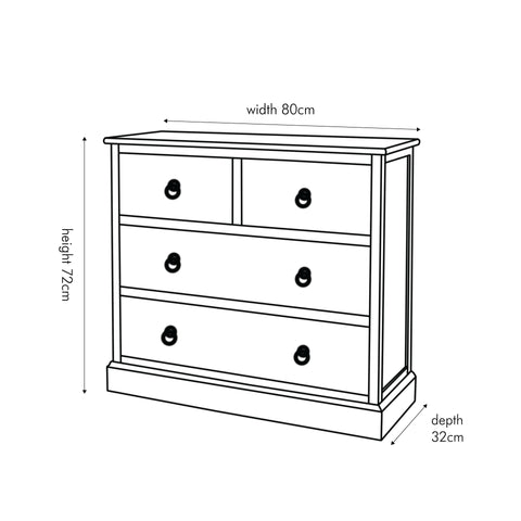 Staten Sage 4 Drawer Pine Wood Chest Of Drawers