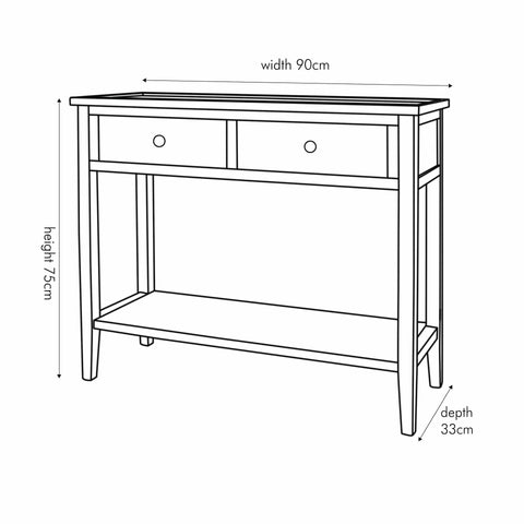 Bloomsbury Satin Black Pine Wood 2 Drawer Console Table