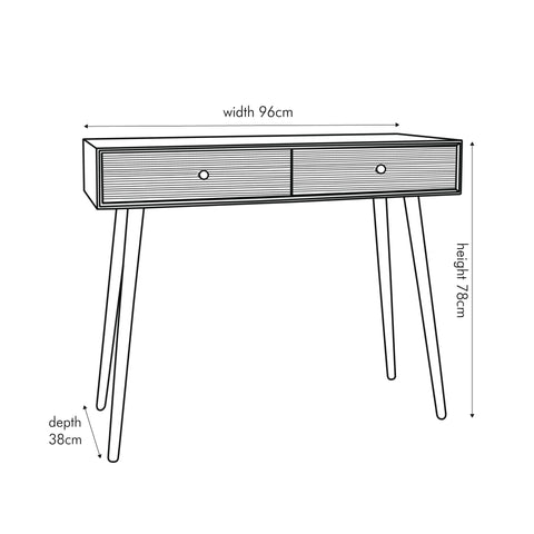 Abellia Grey Pine Wood 2 Drawer Hallway Console Table
