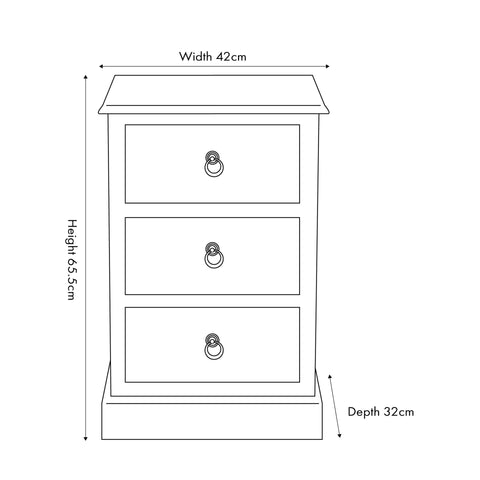 Staten Sage 3 Drawer Pine Wood Bedside Table Unit