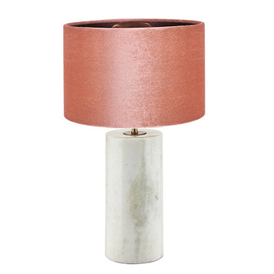 Karima Marble table lamp and pink velvet shade