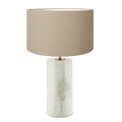 Karima white marble table lamp and taupe shade