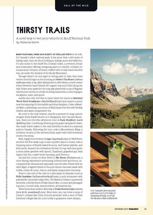 Food & Wine Magazine - Banff Cocktail Trail