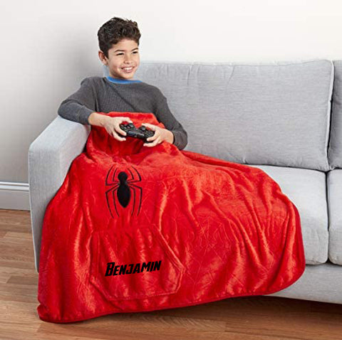 Personalized Throwbee Throw Blanket for Kids Spider-Man Marvel
