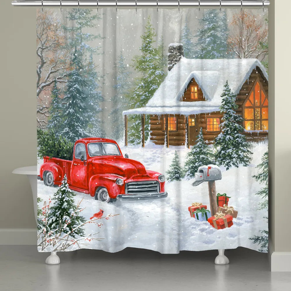 A Cabin Christmas Shower Curtain Laural Home